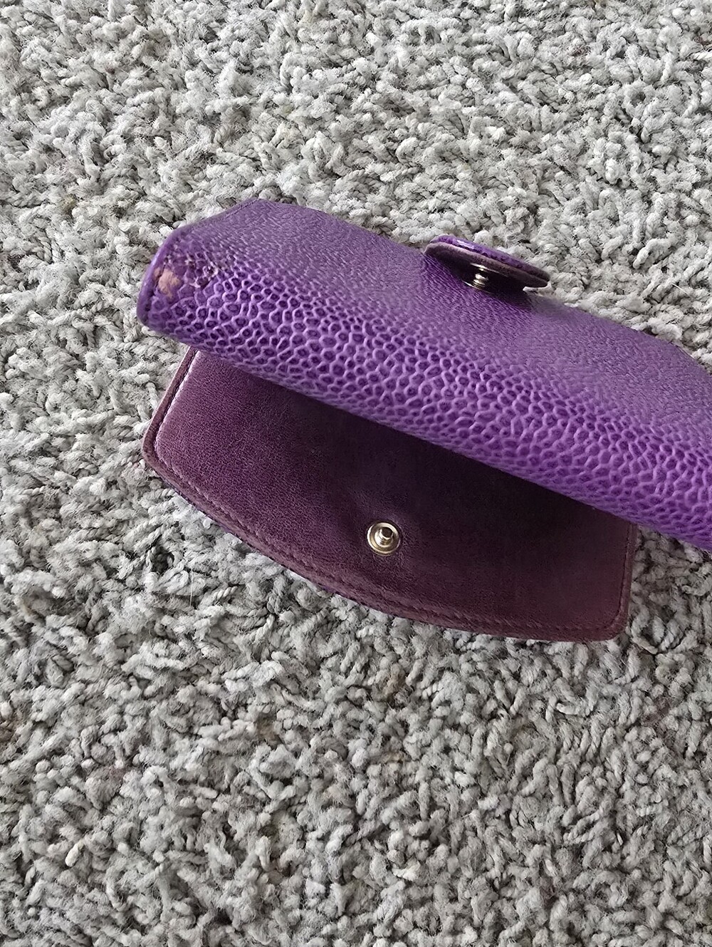Chanel Purple Textured Leather Wallet - Picture 14 of 16